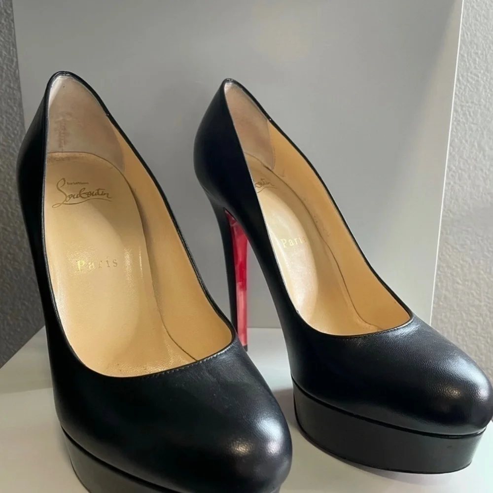 Christian Louboutin Bianca 120mm platform pumps Napa black leather. EU 37